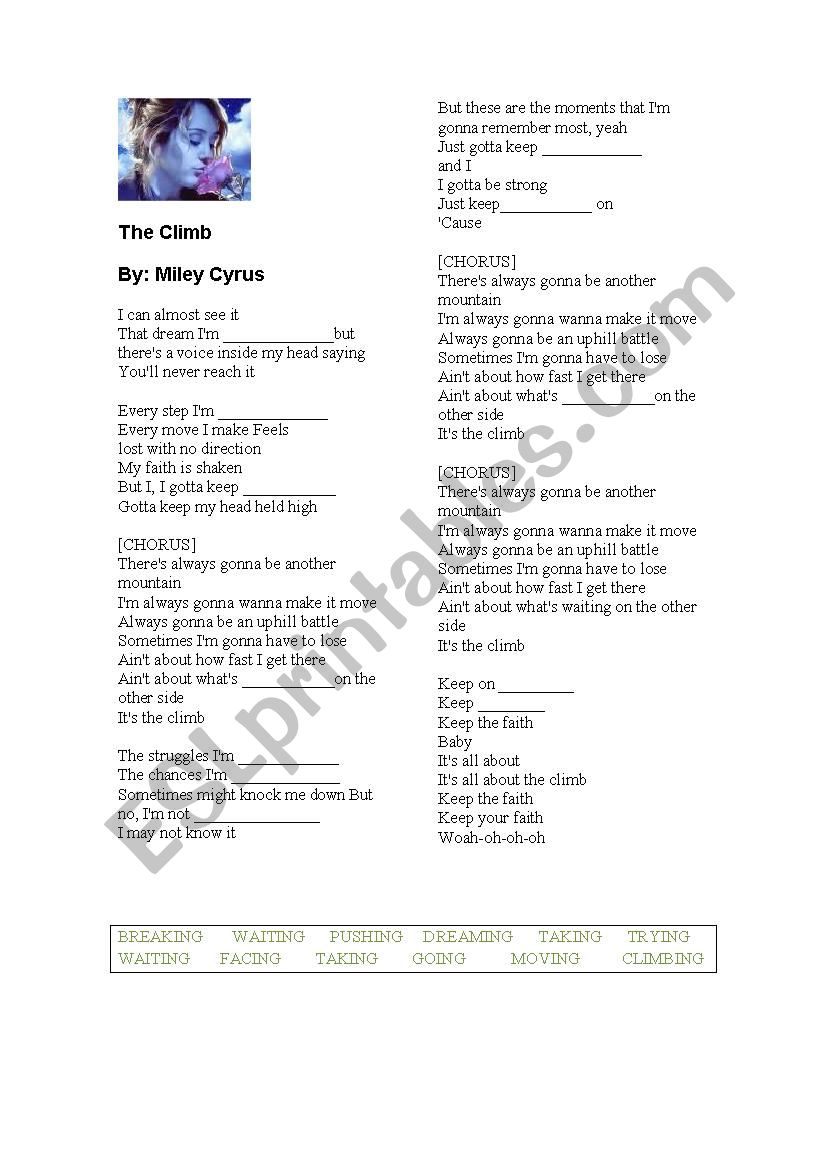 miley cyrus worksheet