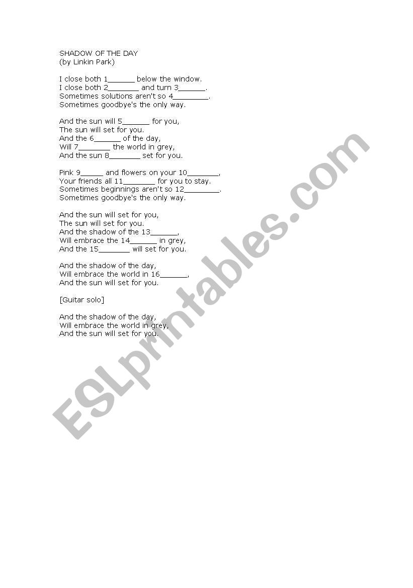 Shadow of the day by Linkin Park