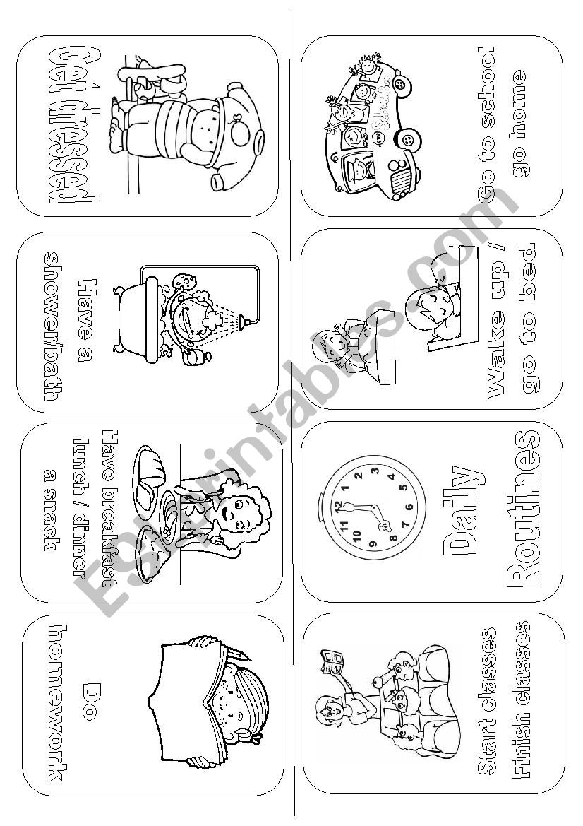 Daily routines mini book worksheet