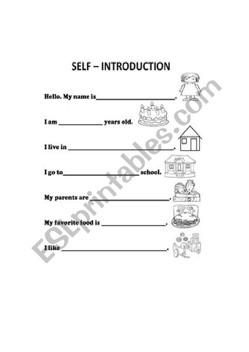Introduction Sentence Worksheet