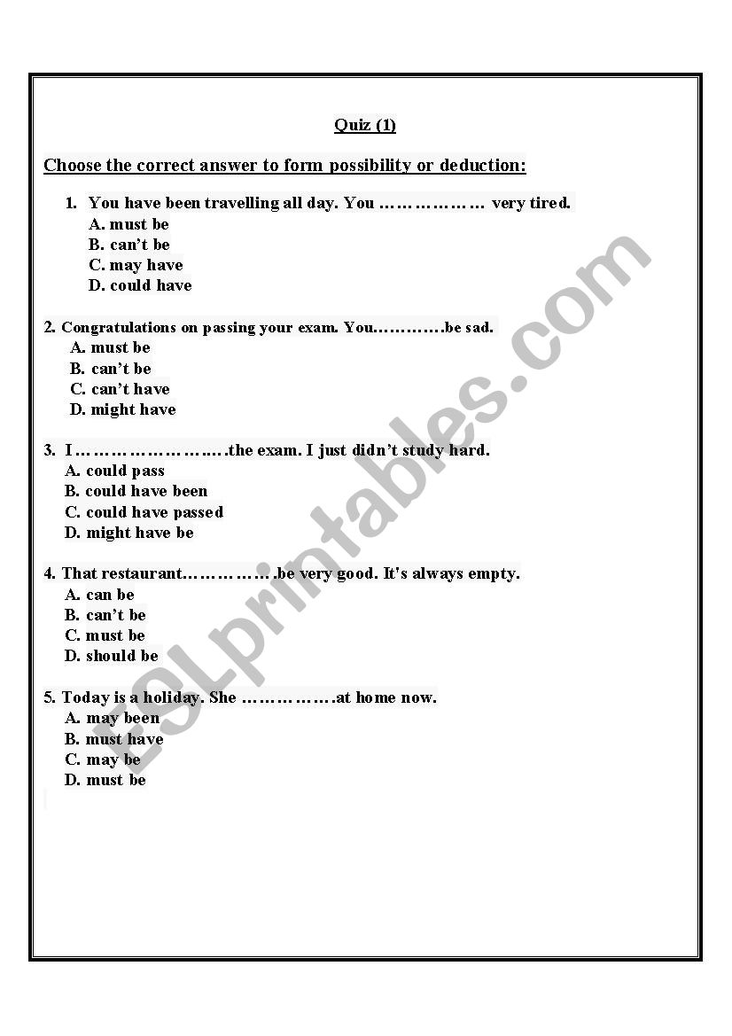 possibility and deduction worksheet