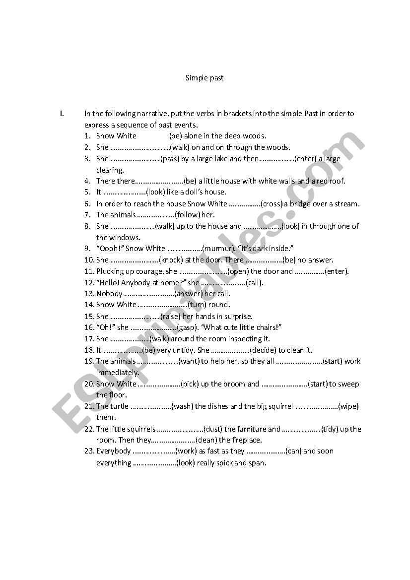 Past simple worksheet