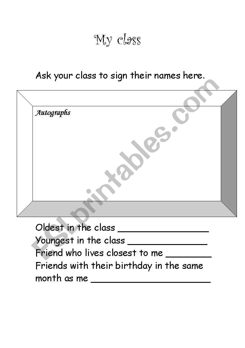 my class worksheet