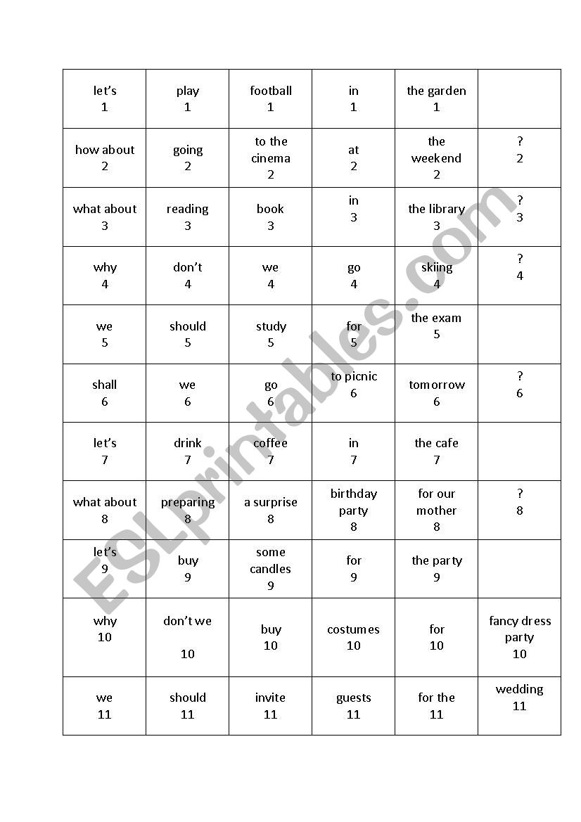 reorder the sentences about making suggestion