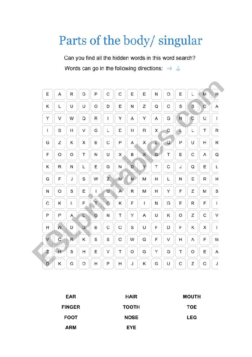 Parts of the Body worksheet