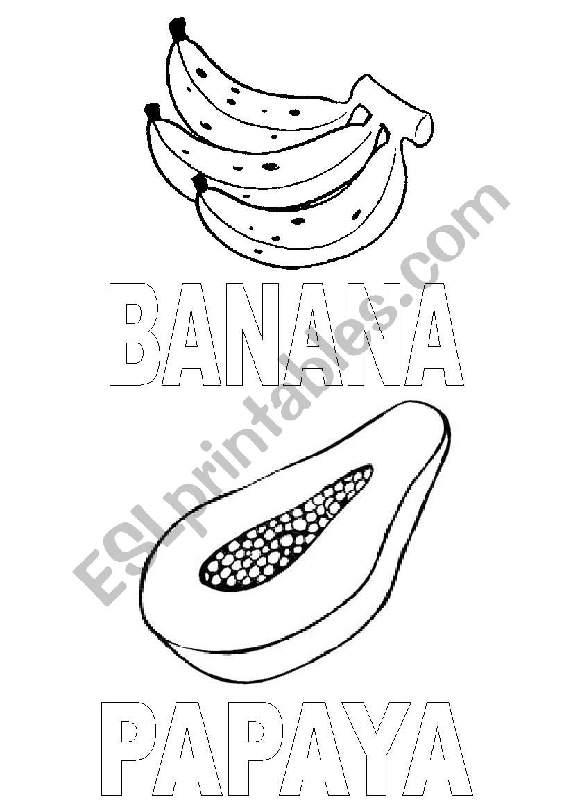 Fruits coloring worksheet