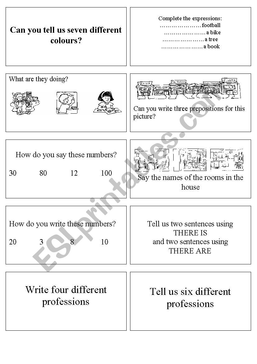 Card Game revision for primary