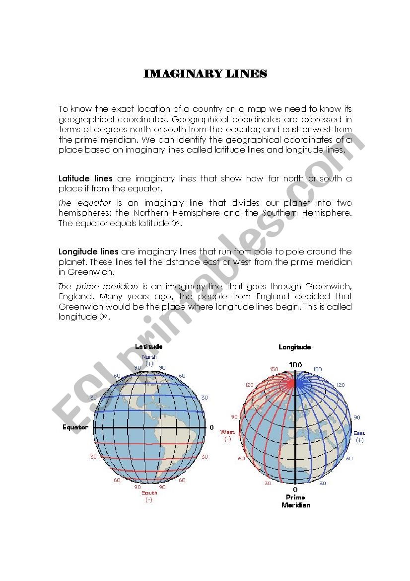 Imaginary lines worksheet