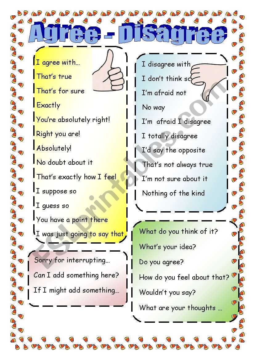 Agree - Disagree worksheet