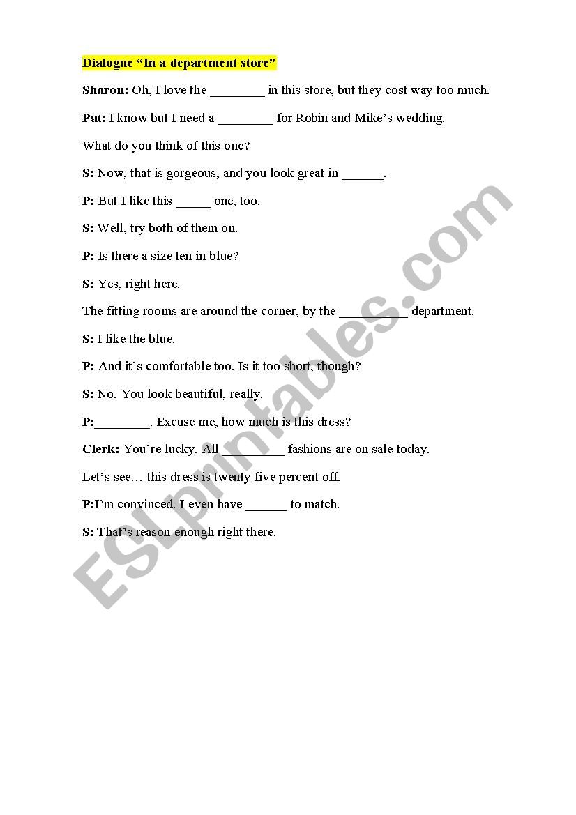 Dialogue In a department store