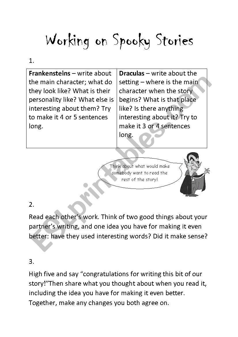 Writing a Spooky Short Story worksheet