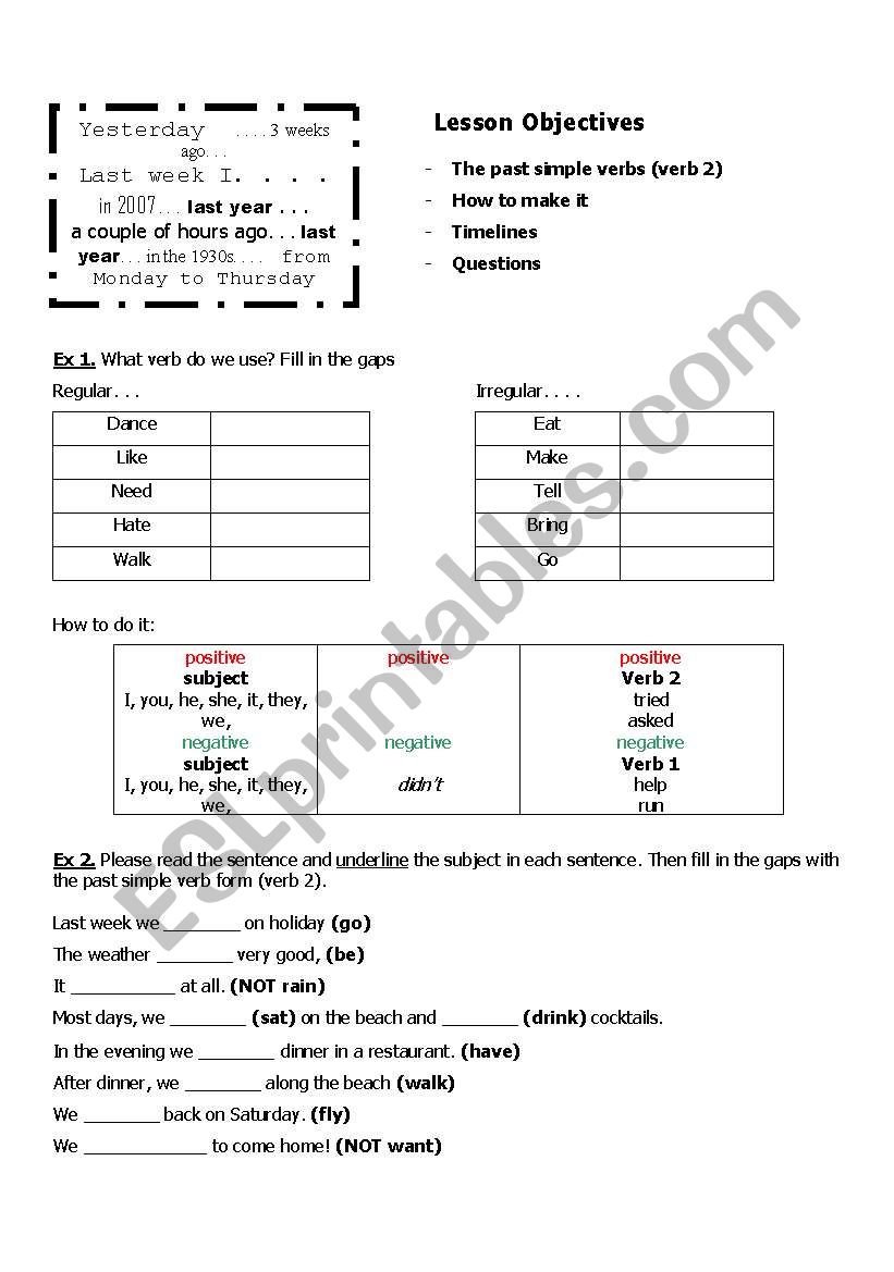 past simple worksheet