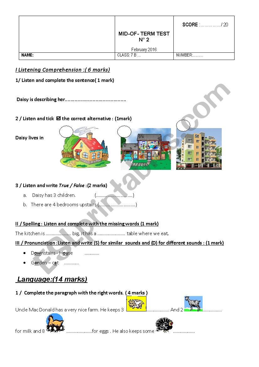 Mid- of -term test n2 ( 7th form)