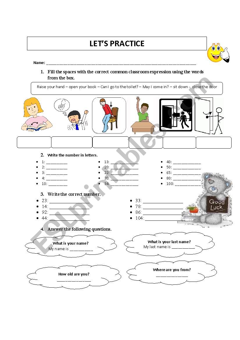 english practice worksheet