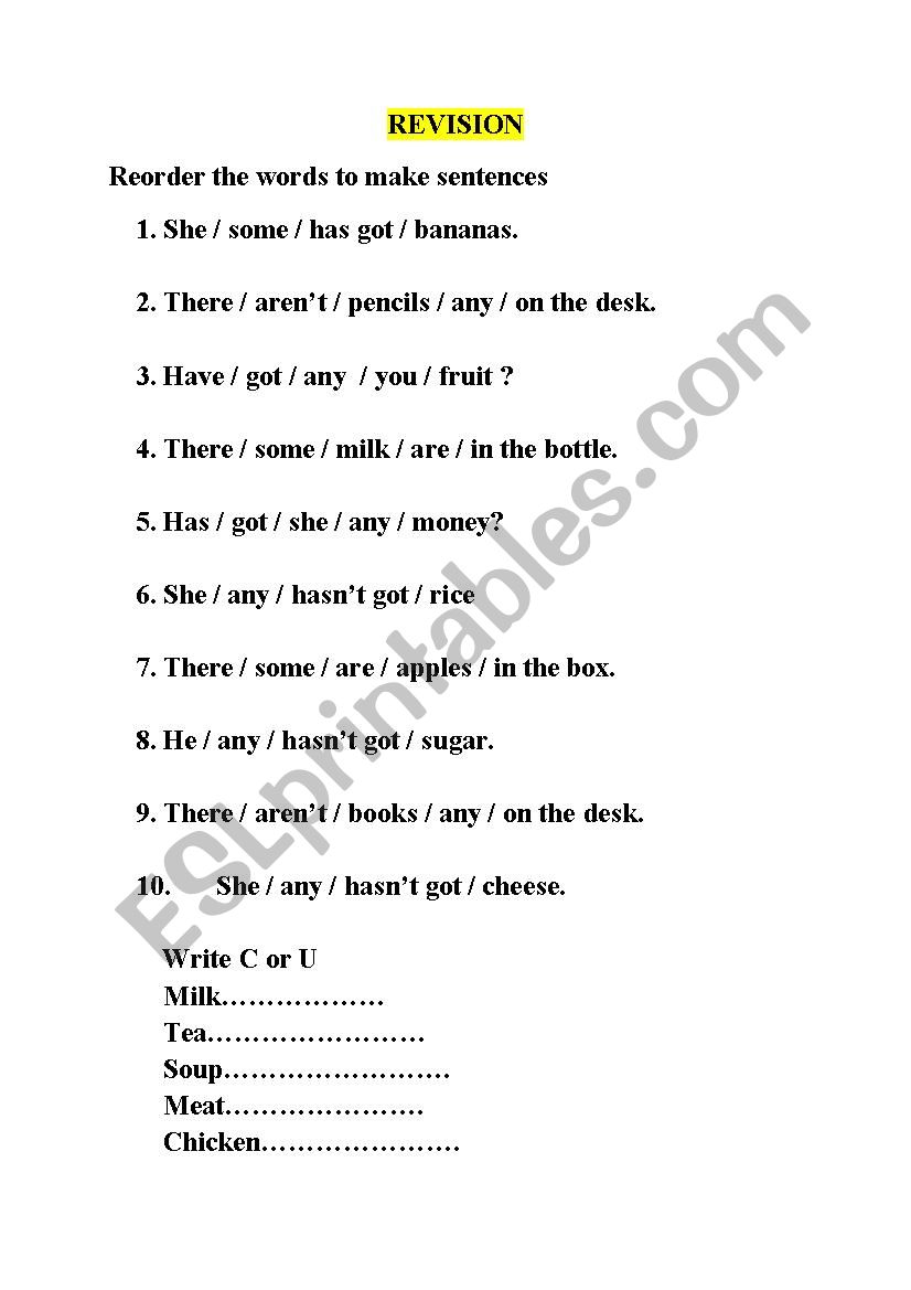 Quantifiers worksheet