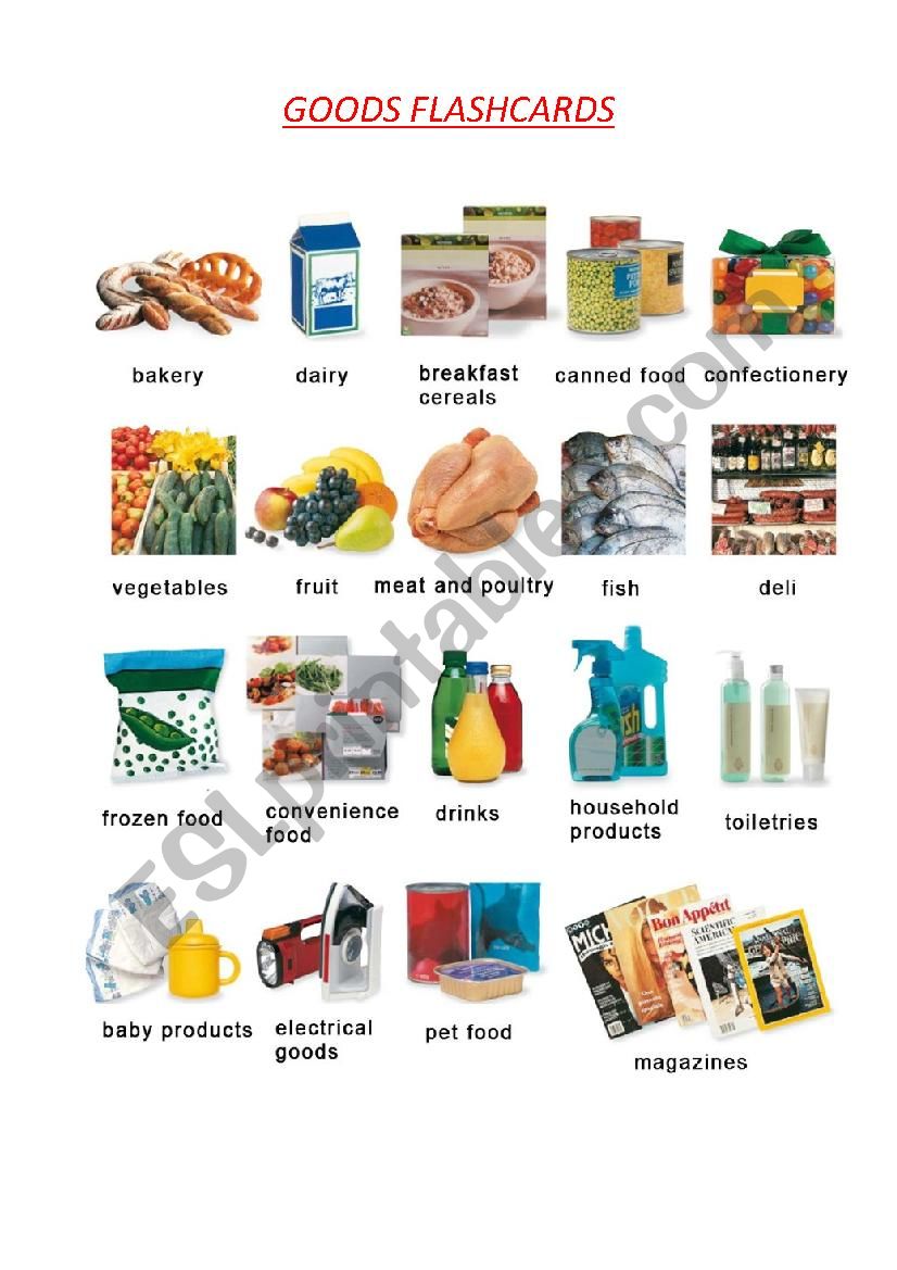 GOODS ESL Worksheet By Marrashka