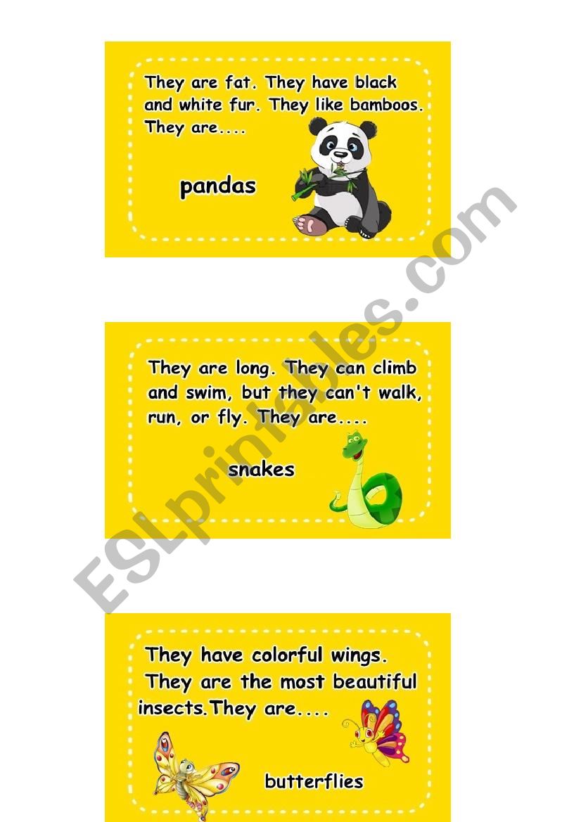 Animal Activity Cards worksheet