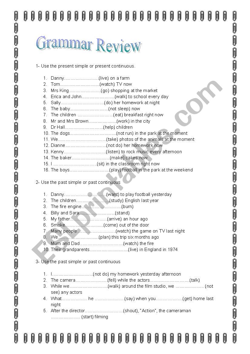 Grammar Review worksheet