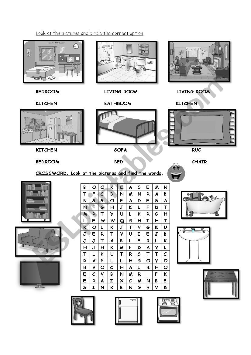 THE PARTS OF THE HOUSE worksheet