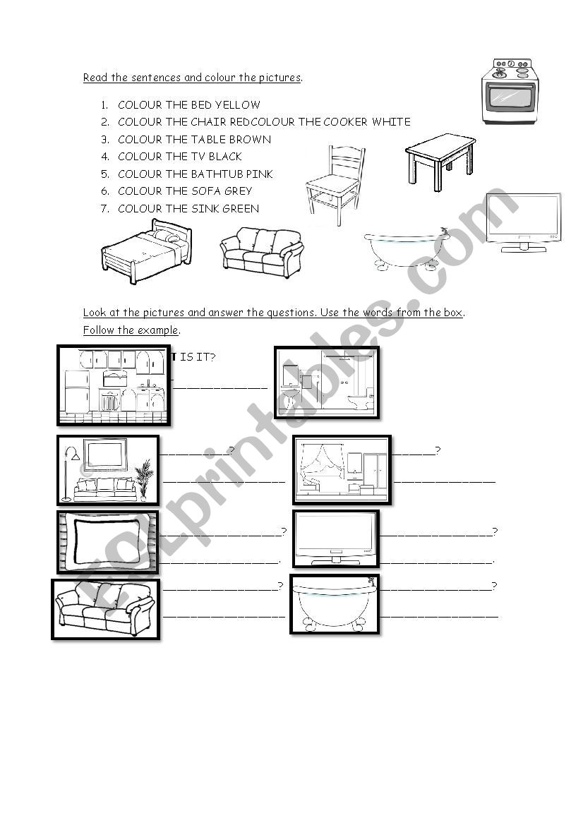 THE PARTS OF THE HOUSE worksheet