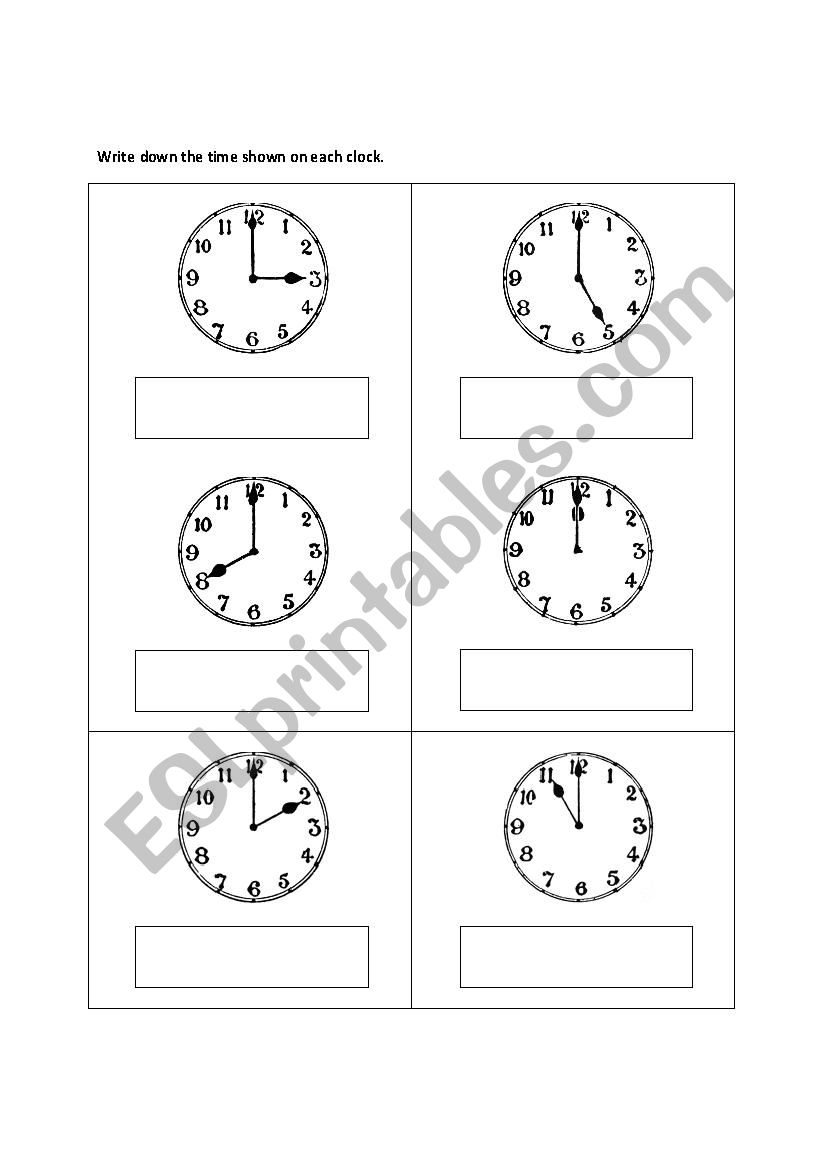 Telling the time 2 worksheet