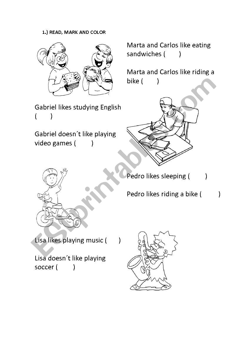 READ AND MATCH worksheet
