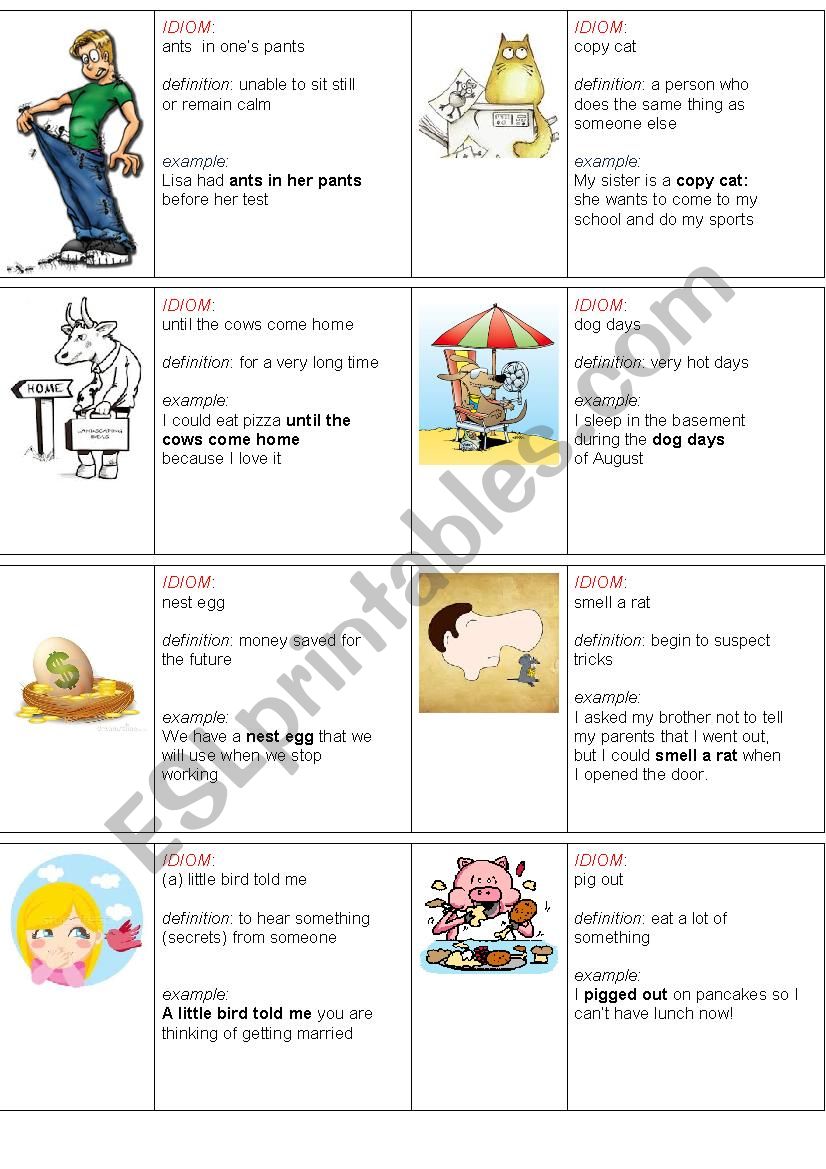 idioms with animals worksheet