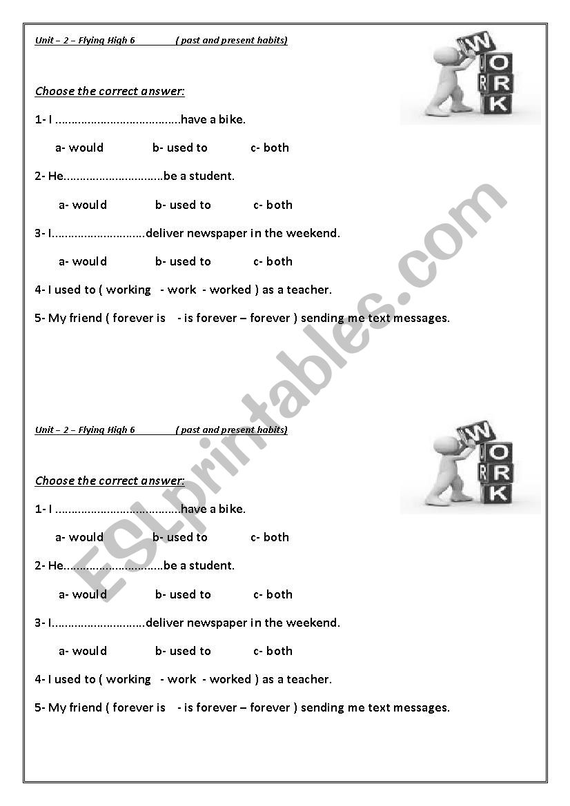 past habits worksheet