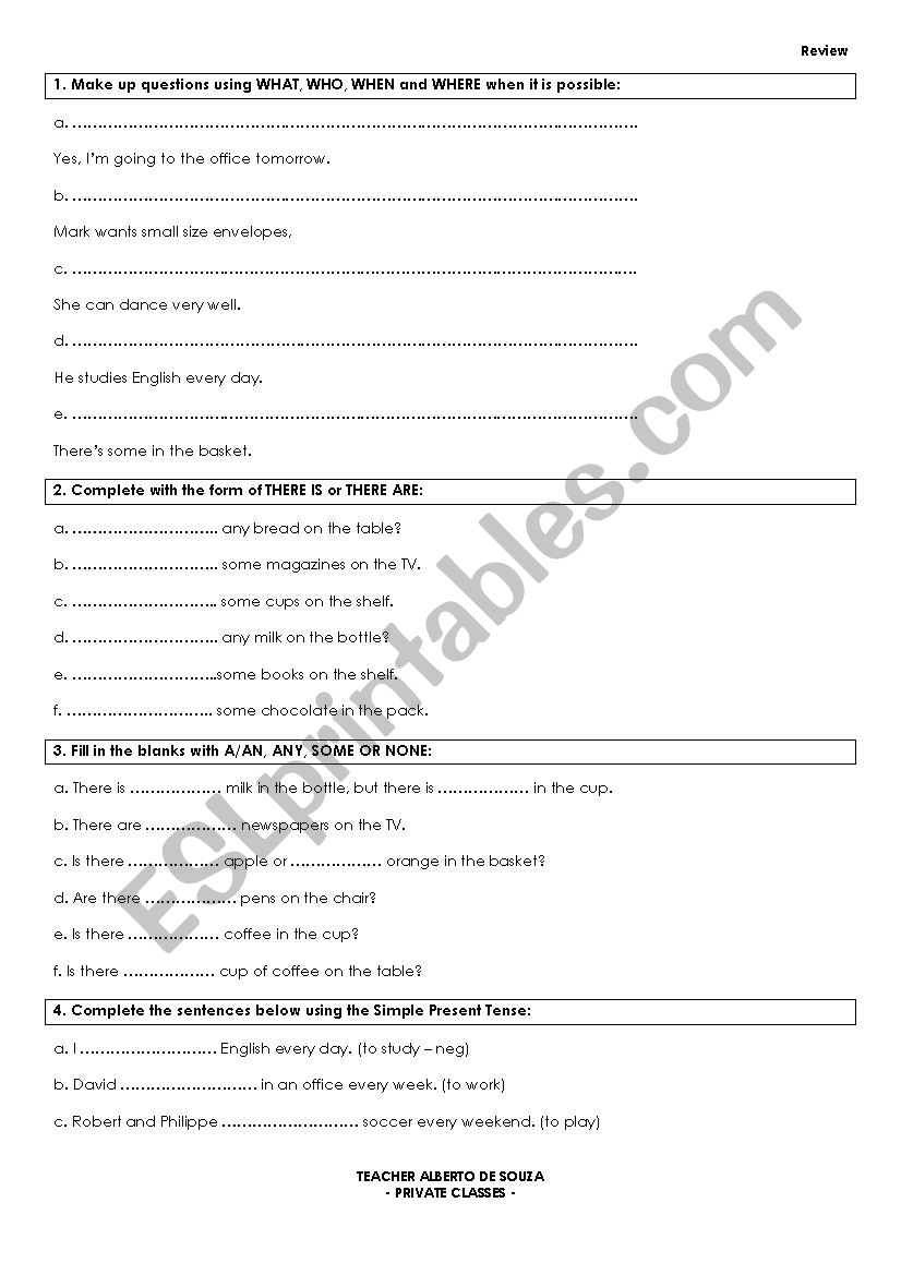 Review simple present and present continuous