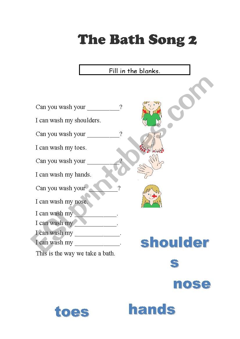 The Bath song worksheet