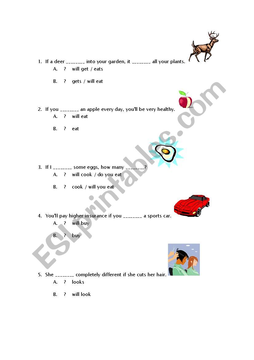 First Conditional Exercises worksheet