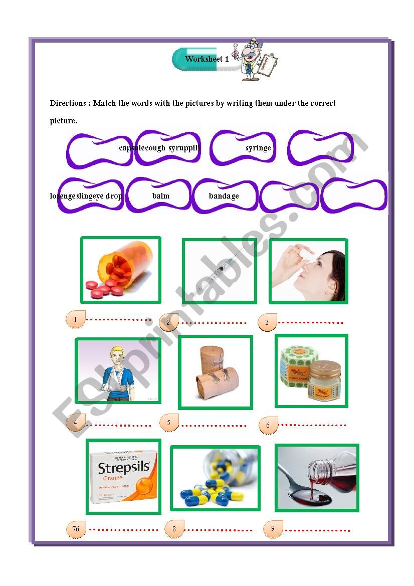 Medicine labels worksheet