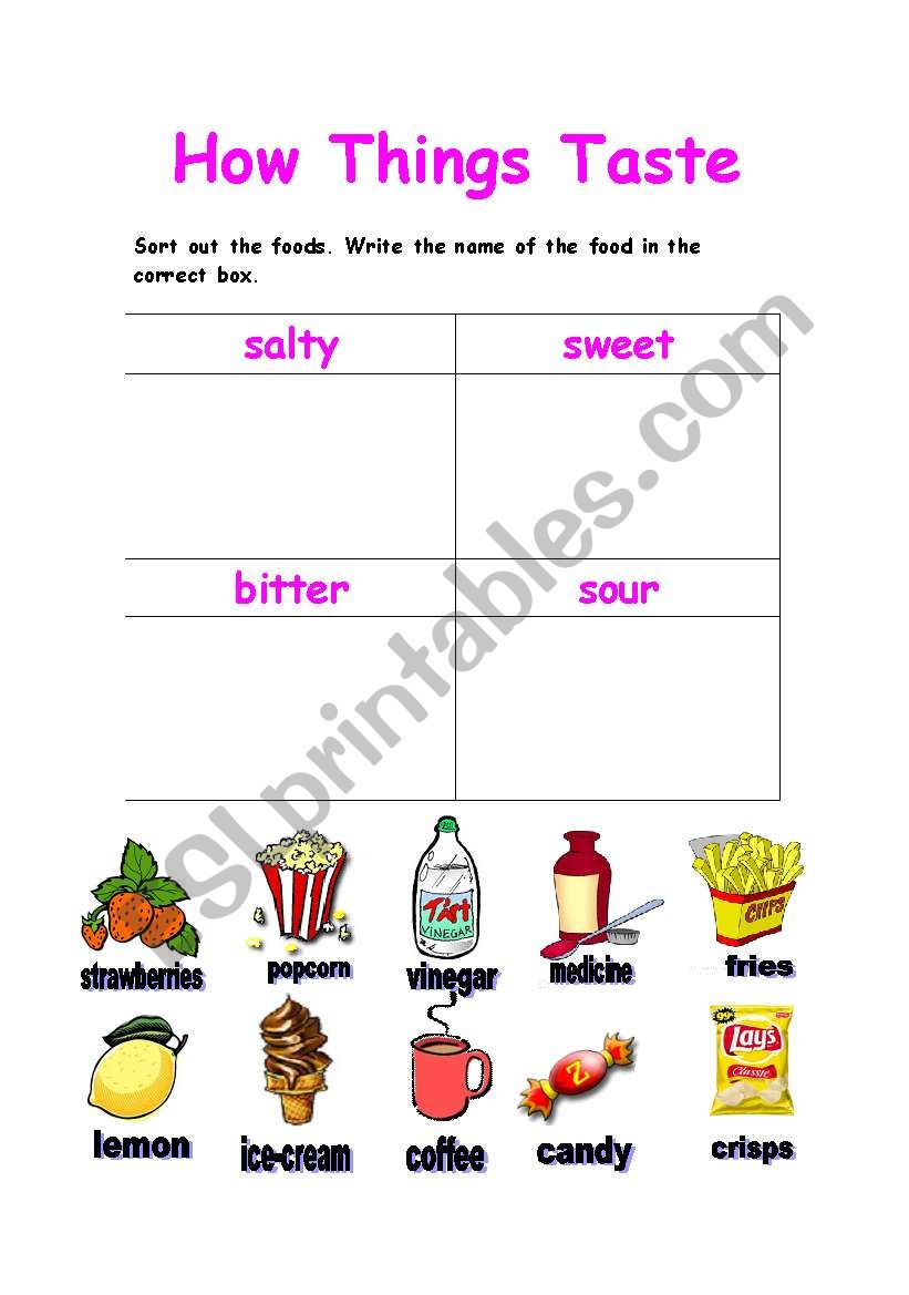 How Things Taste ? worksheet