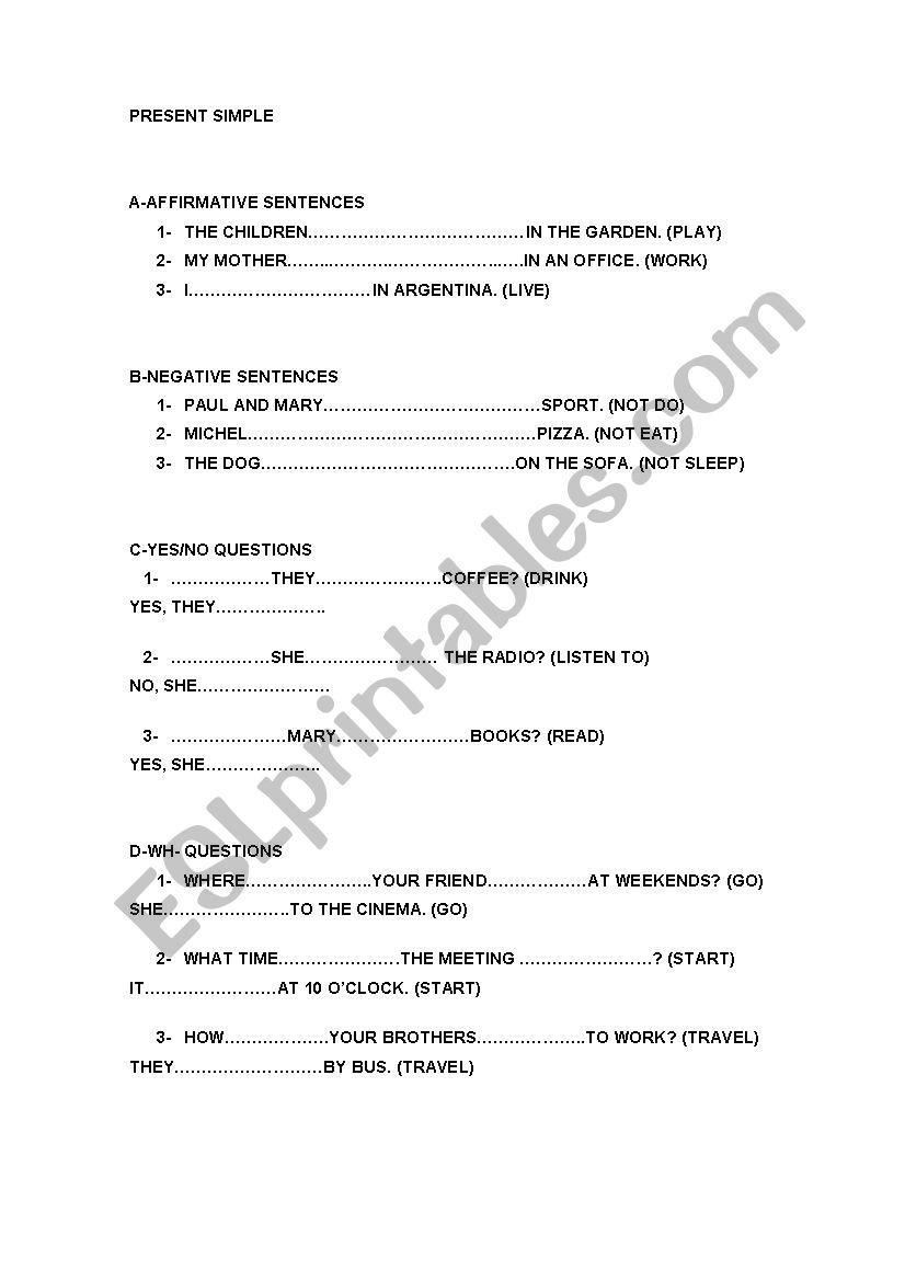 Present Simple worksheet