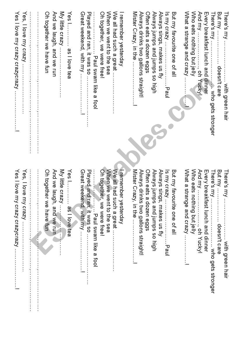 my little family  worksheet