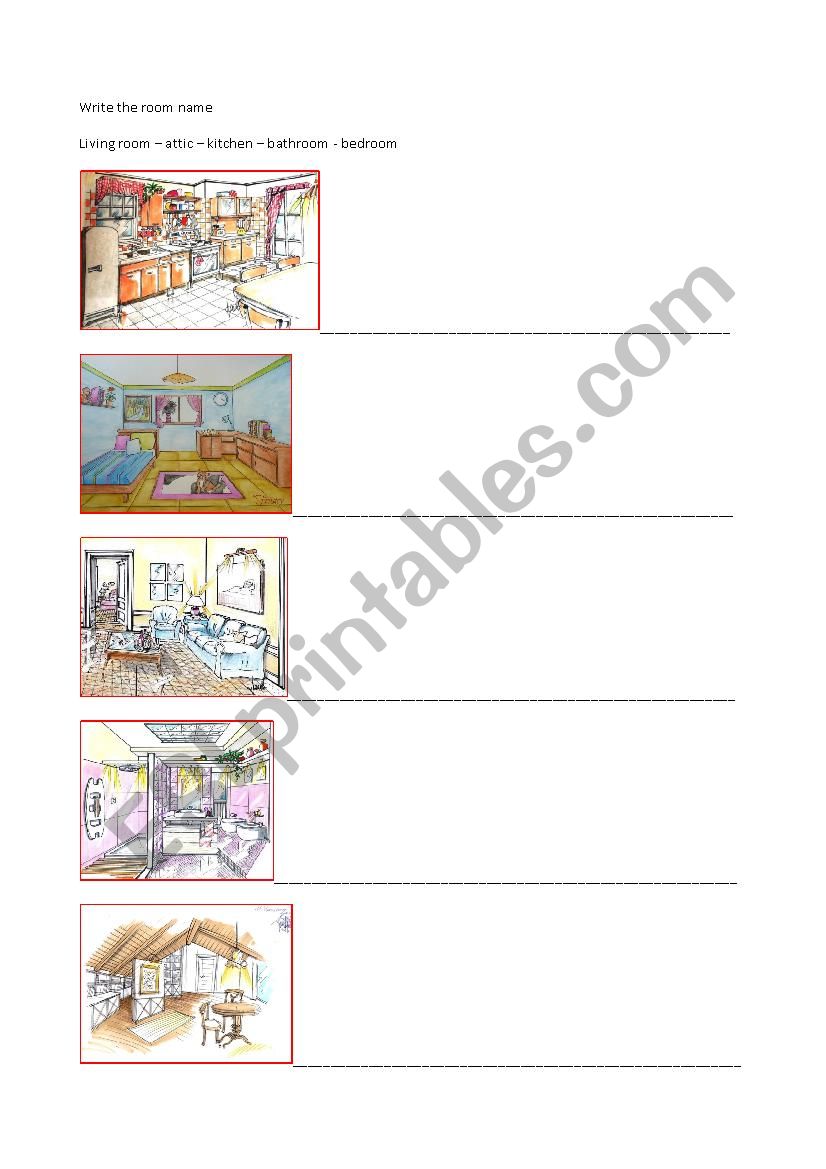 The rooms of the house worksheet