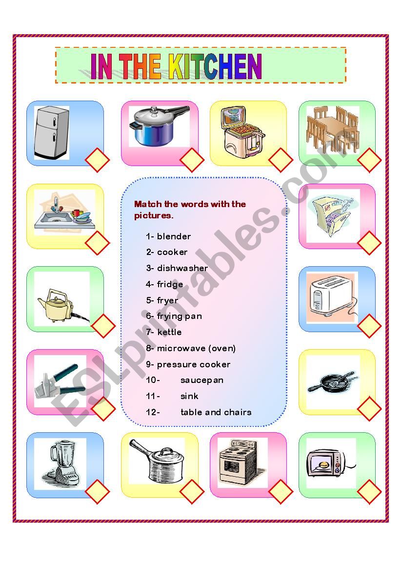 IN THE KITCHEN worksheet