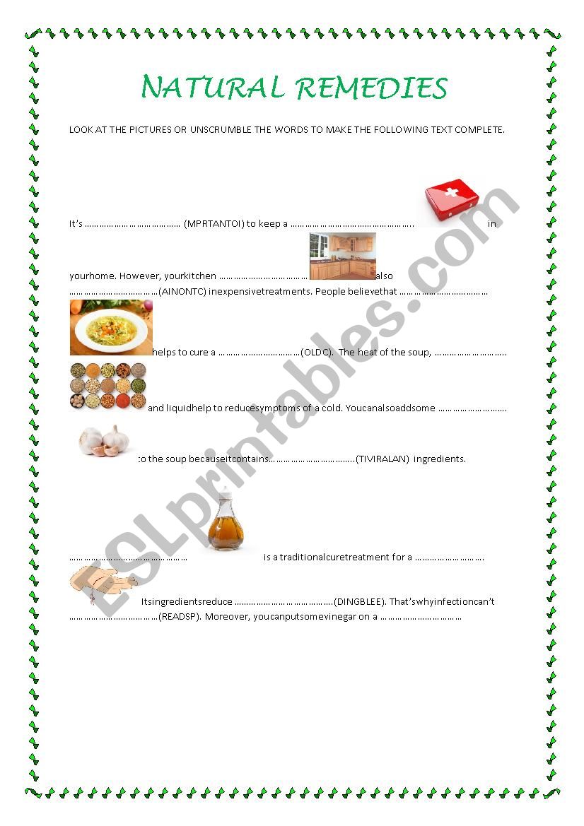 HOME REMEDIES worksheet