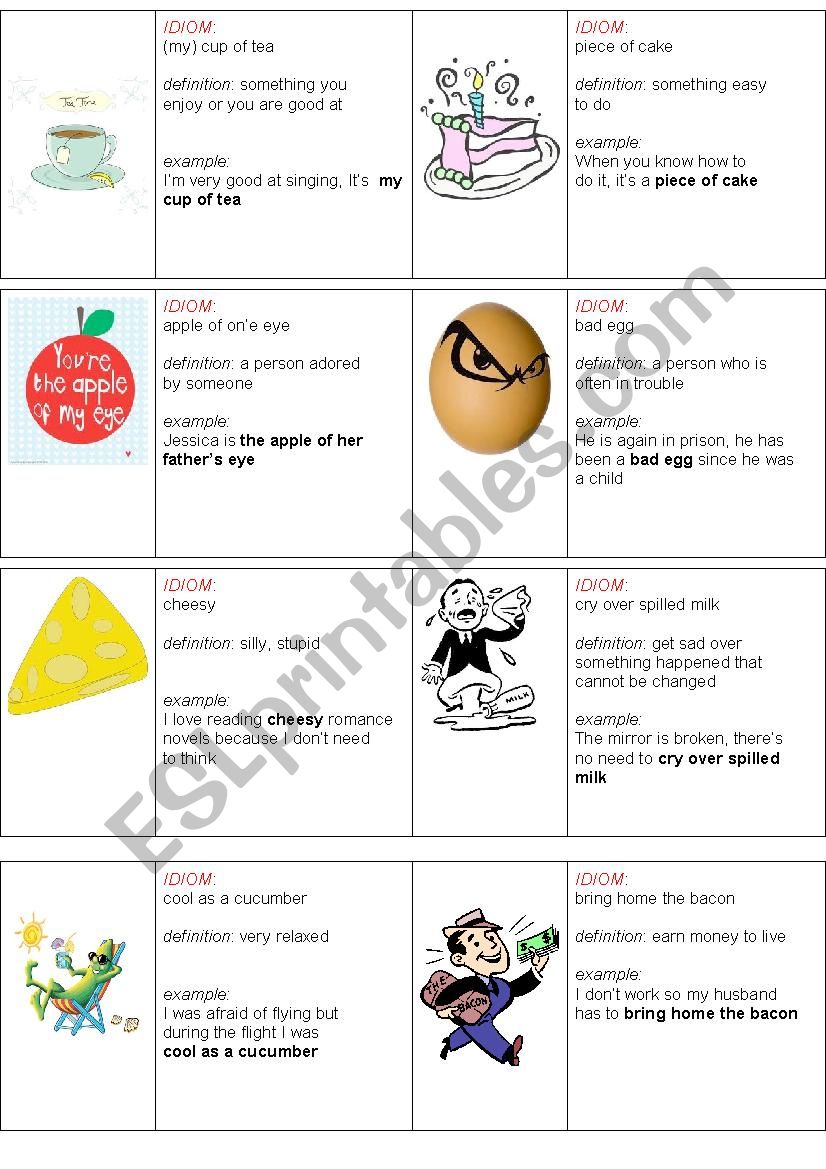 FOOD & COLORS IDIOMS worksheet