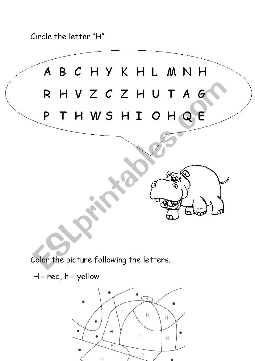 Letter Hh worksheet