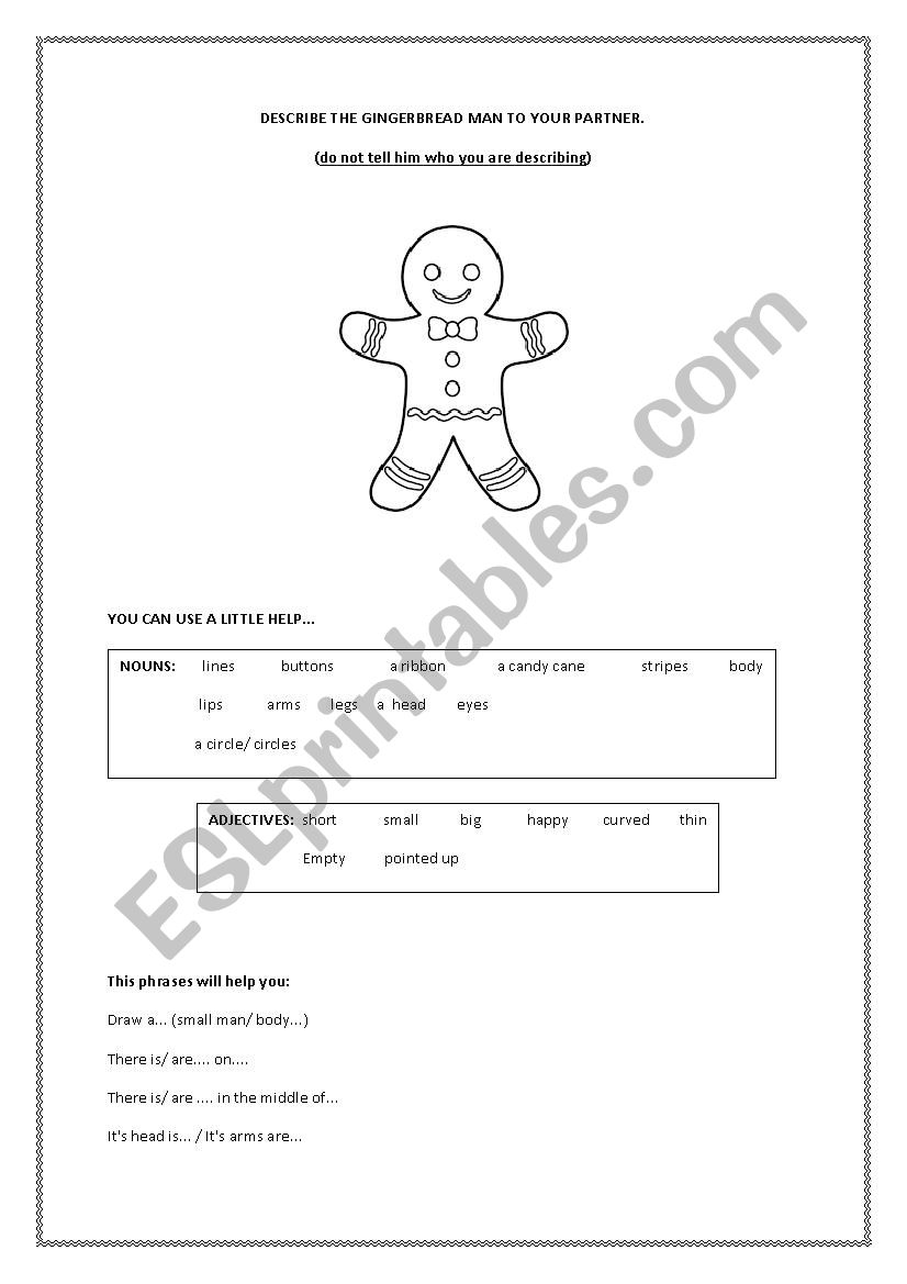 GINGERBREAD MAN worksheet