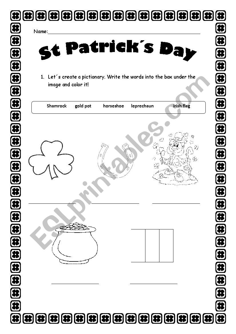 St Patricks Day activities worksheet