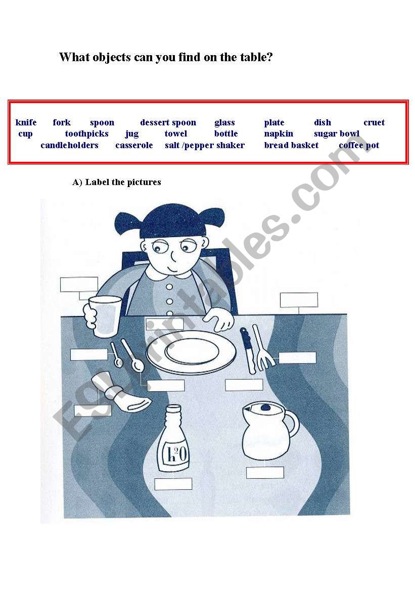What objects can you find on the table? -  1st part 