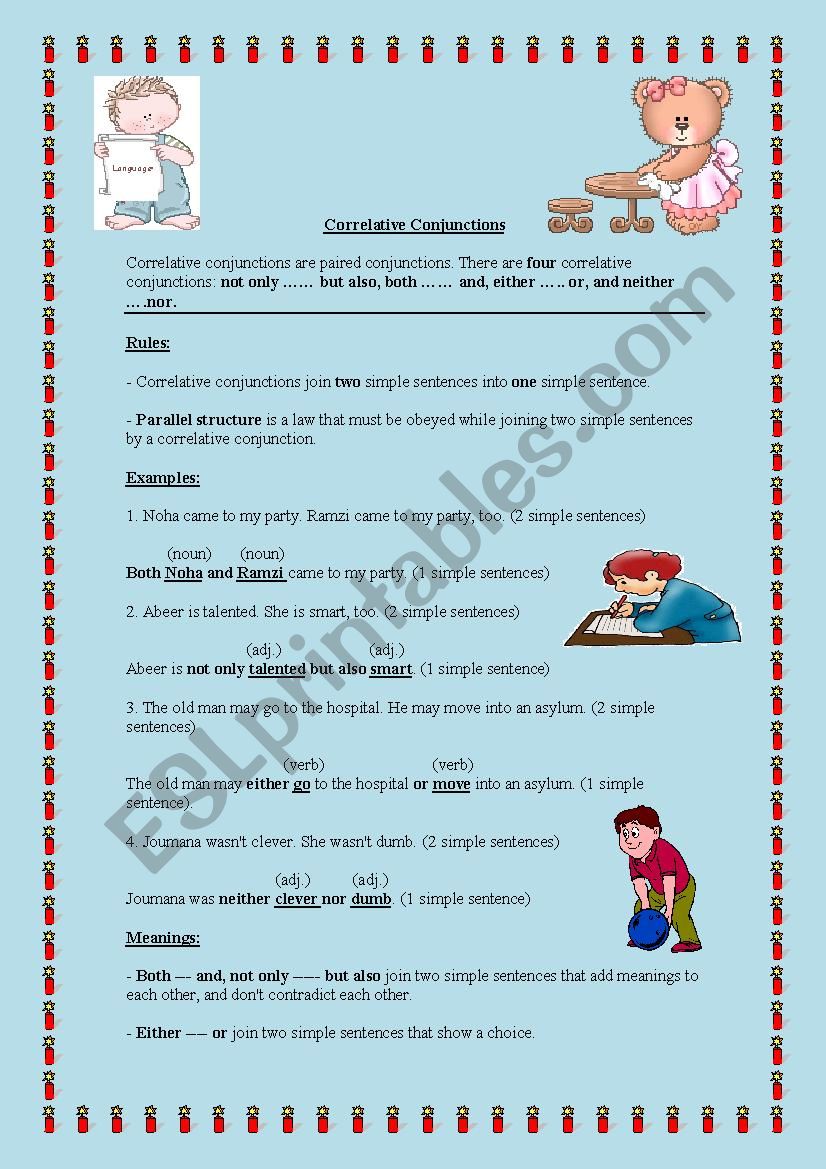 correlative-conjunctions-definitions-exercises-esl-worksheet-by