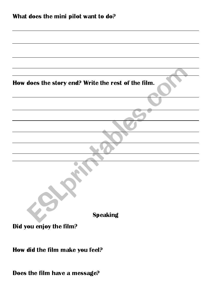 Soar- Short film worksheet worksheet