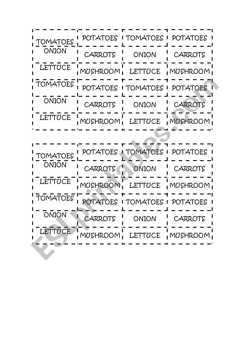 Vegetables  worksheet