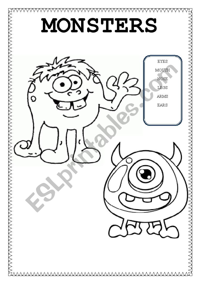 Body Parts Monsters worksheet
