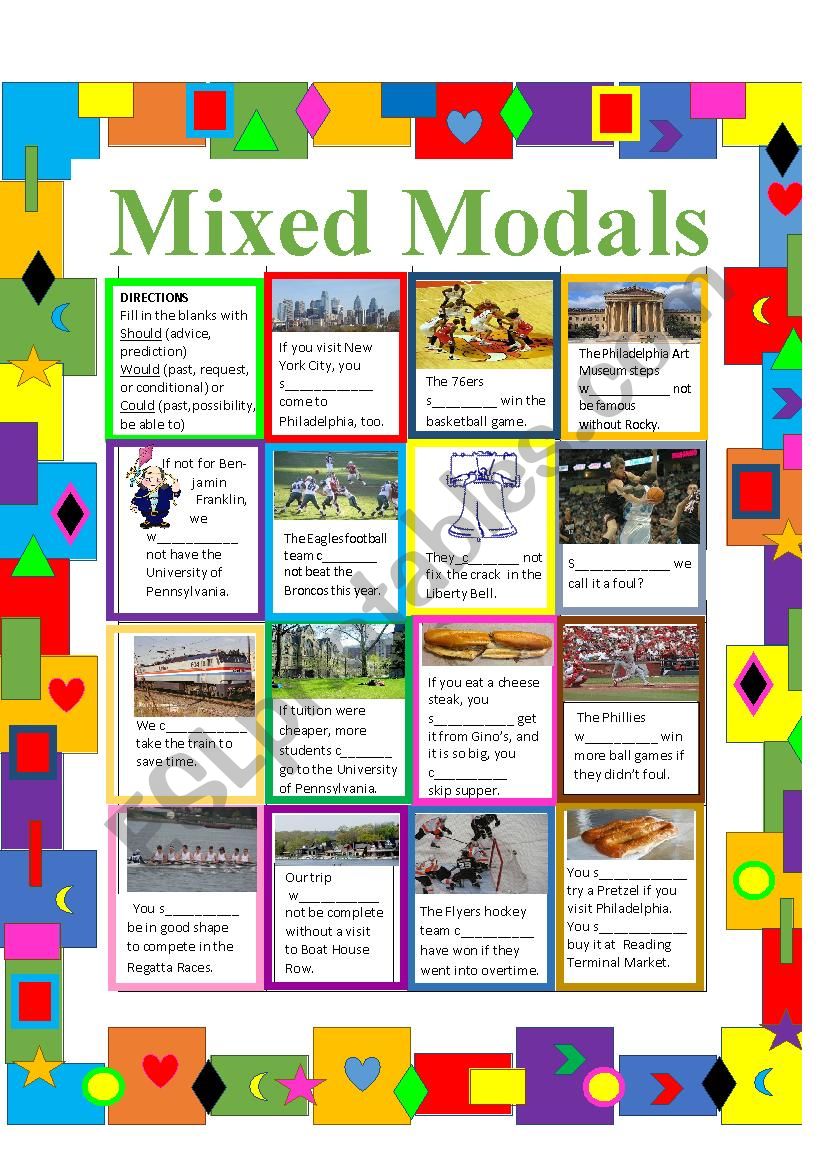 Should, Would, Could--Mixed Modals Practice