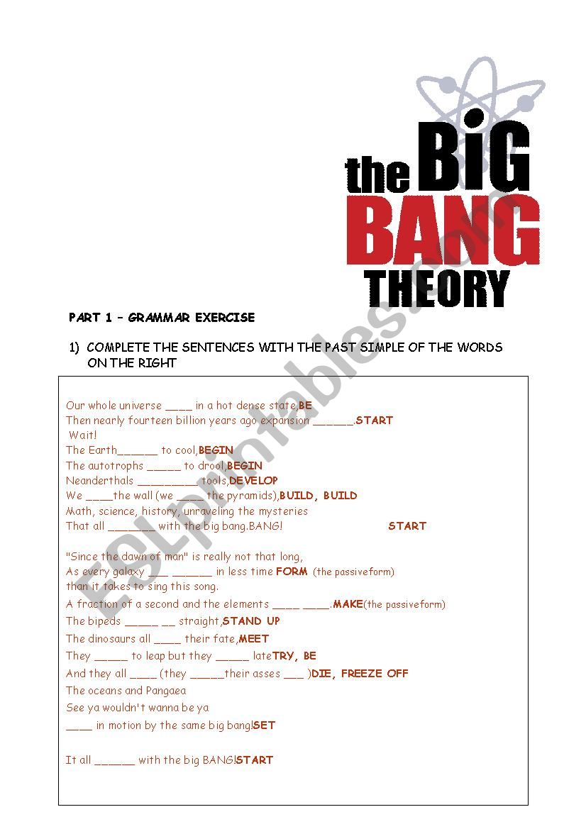 The Big Bang Theory worksheet