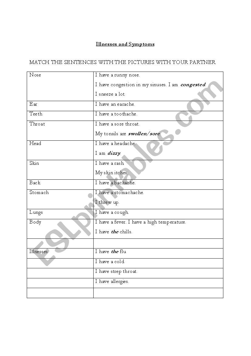 health 2 worksheet